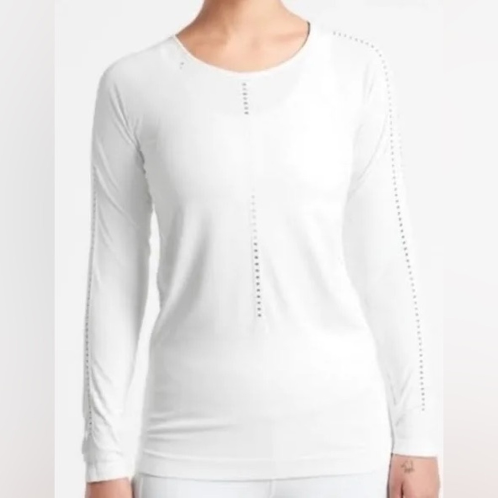 Athleta Foothill Seamless Long Sleeve Breathable Active Shirt White Sz M Running